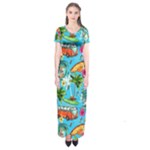 Summer Pattern Seamless Short Sleeve Maxi Dress