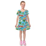 Summer Pattern Seamless Kids  Short Sleeve Velvet Dress