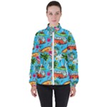 Summer Pattern Seamless Women s High Neck Windbreaker