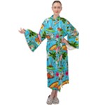 Summer Pattern Seamless Maxi Velvet Kimono