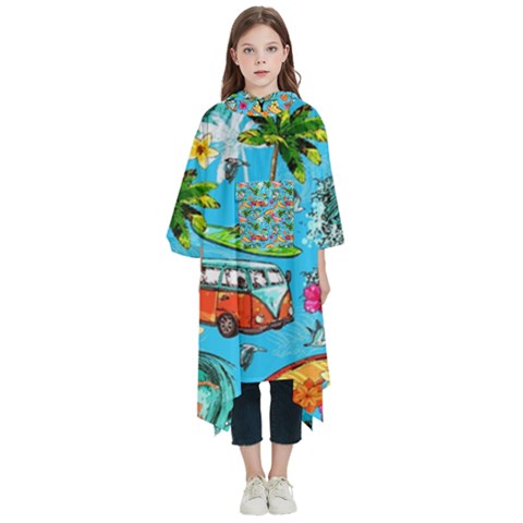 Summer Pattern Seamless Kids  Hooded Rain Ponchos from ArtsNow.com