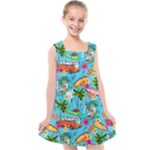 Summer Pattern Seamless Kids  Cross Back Dress