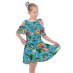 Summer Pattern Seamless Kids  Shoulder Cutout Chiffon Dress