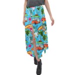 Summer Pattern Seamless Velour Split Maxi Skirt