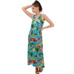 Summer Pattern Seamless V-Neck Chiffon Maxi Dress