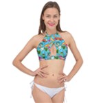 Summer Pattern Seamless Cross Front Halter Bikini Top