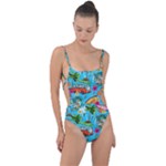 Summer Pattern Seamless Tie Strap One Piece Swimsuit