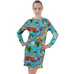 Summer Pattern Seamless Long Sleeve Hoodie Dress