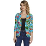 Summer Pattern Seamless Women s One-Button 3/4 Sleeve Short Jacket