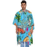 Summer Pattern Seamless Men s Hooded Rain Ponchos