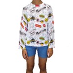 Pattern Seamless Texture Cartoon Kids  Long Sleeve Swimwear