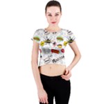 Pattern Seamless Texture Cartoon Crew Neck Crop Top