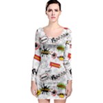 Pattern Seamless Texture Cartoon Long Sleeve Bodycon Dress