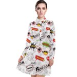 Pattern Seamless Texture Cartoon Long Sleeve Chiffon Shirt Dress