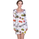 Pattern Seamless Texture Cartoon Long Sleeve Nightdress