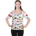 Pattern Seamless Texture Cartoon Cutout Shoulder T-Shirt