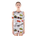 Pattern Seamless Texture Cartoon Shoulder Cutout One Piece Dress