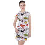 Pattern Seamless Texture Cartoon Drawstring Hooded Dress