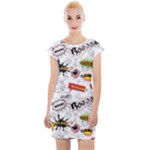 Pattern Seamless Texture Cartoon Cap Sleeve Bodycon Dress