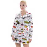 Pattern Seamless Texture Cartoon Women s Long Sleeve Casual Dress