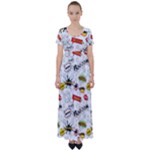 Pattern Seamless Texture Cartoon High Waist Short Sleeve Maxi Dress