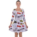 Pattern Seamless Texture Cartoon Quarter Sleeve Skater Dress