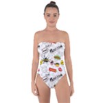 Pattern Seamless Texture Cartoon Tie Back One Piece Swimsuit