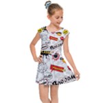 Pattern Seamless Texture Cartoon Kids  Cap Sleeve Dress