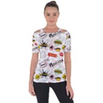 Pattern Seamless Texture Cartoon Shoulder Cut Out Short Sleeve Top