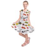 Pattern Seamless Texture Cartoon Kids  Short Sleeve Dress