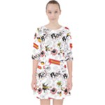 Pattern Seamless Texture Cartoon Quarter Sleeve Pocket Dress