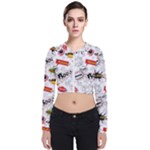 Pattern Seamless Texture Cartoon Long Sleeve Zip Up Bomber Jacket