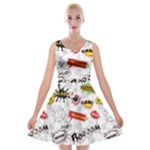 Pattern Seamless Texture Cartoon Velvet Skater Dress