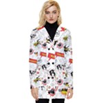 Pattern Seamless Texture Cartoon Button Up Hooded Coat 