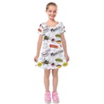 Pattern Seamless Texture Cartoon Kids  Short Sleeve Velvet Dress