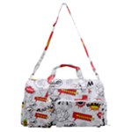 Pattern Seamless Texture Cartoon Sports Gym Duffle Bag with Shoe Compartment