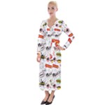 Pattern Seamless Texture Cartoon Velvet Maxi Wrap Dress