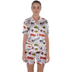 Pattern Seamless Texture Cartoon Satin Short Sleeve Pajamas Set