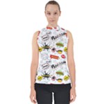 Pattern Seamless Texture Cartoon Mock Neck Shell Top