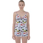 Pattern Seamless Texture Cartoon Tie Front Two Piece Tankini