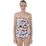 Pattern Seamless Texture Cartoon Twist Front Tankini Set