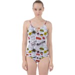 Pattern Seamless Texture Cartoon Cut Out Top Tankini Set