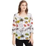 Pattern Seamless Texture Cartoon Chiffon Quarter Sleeve Blouse