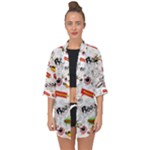 Pattern Seamless Texture Cartoon Open Front Chiffon Kimono