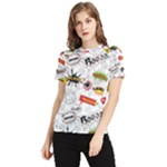 Pattern Seamless Texture Cartoon Women s Short Sleeve Rash Guard