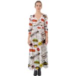 Pattern Seamless Texture Cartoon Button Up Boho Maxi Dress