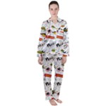 Pattern Seamless Texture Cartoon Women s Long Sleeve Satin Pajamas Set	