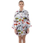 Pattern Seamless Texture Cartoon Long Sleeve Satin Kimono