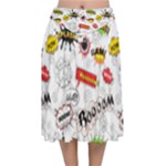 Pattern Seamless Texture Cartoon Velvet Flared Midi Skirt