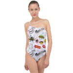 Pattern Seamless Texture Cartoon Classic One Shoulder Swimsuit